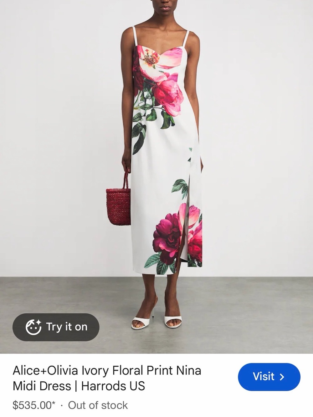 Alice + Olivia Nina Midi Dress NWT Retail $495 Size 0